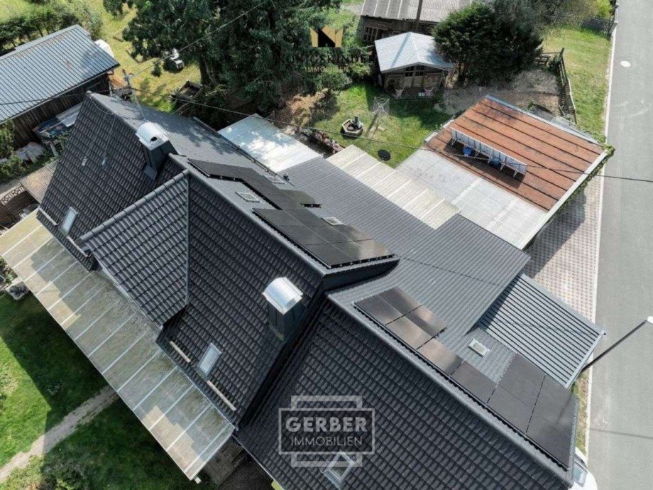 von oben Einfamilienhaus Helmbrechts
