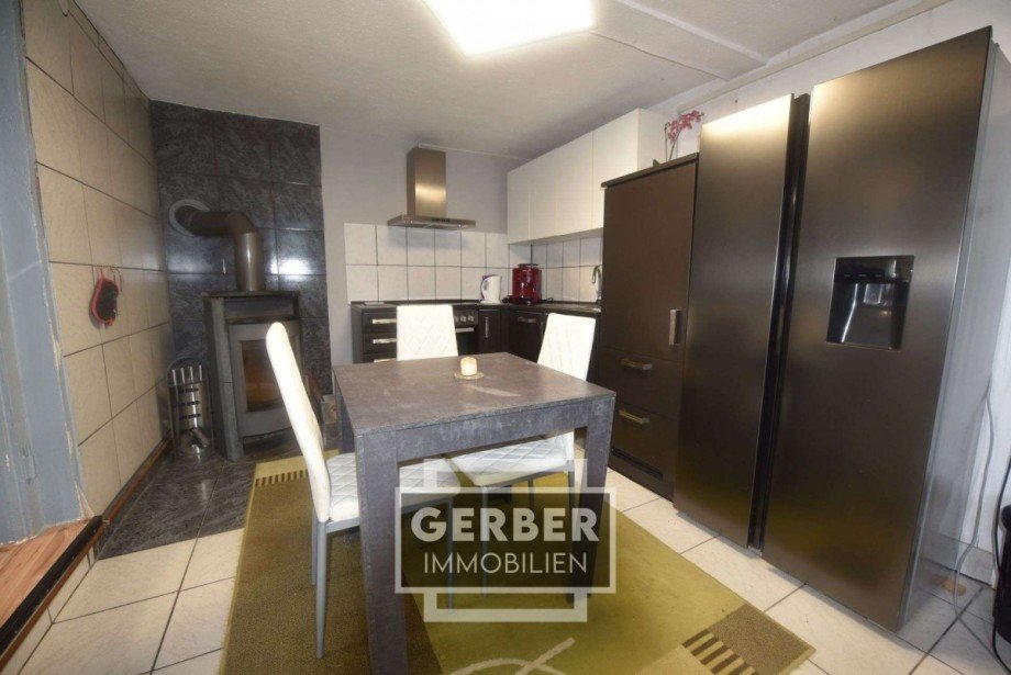Wohnk�che mit Kaminofen Einfamilienhaus Pressig